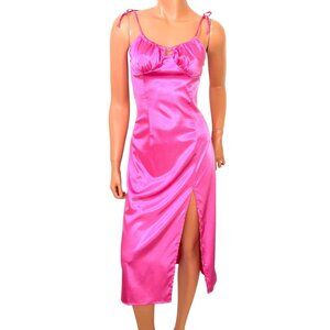 Y2K Milkmaid Babydoll Midi Slip Dress Sz. S Pink Fairy Satin Coquette Dainty